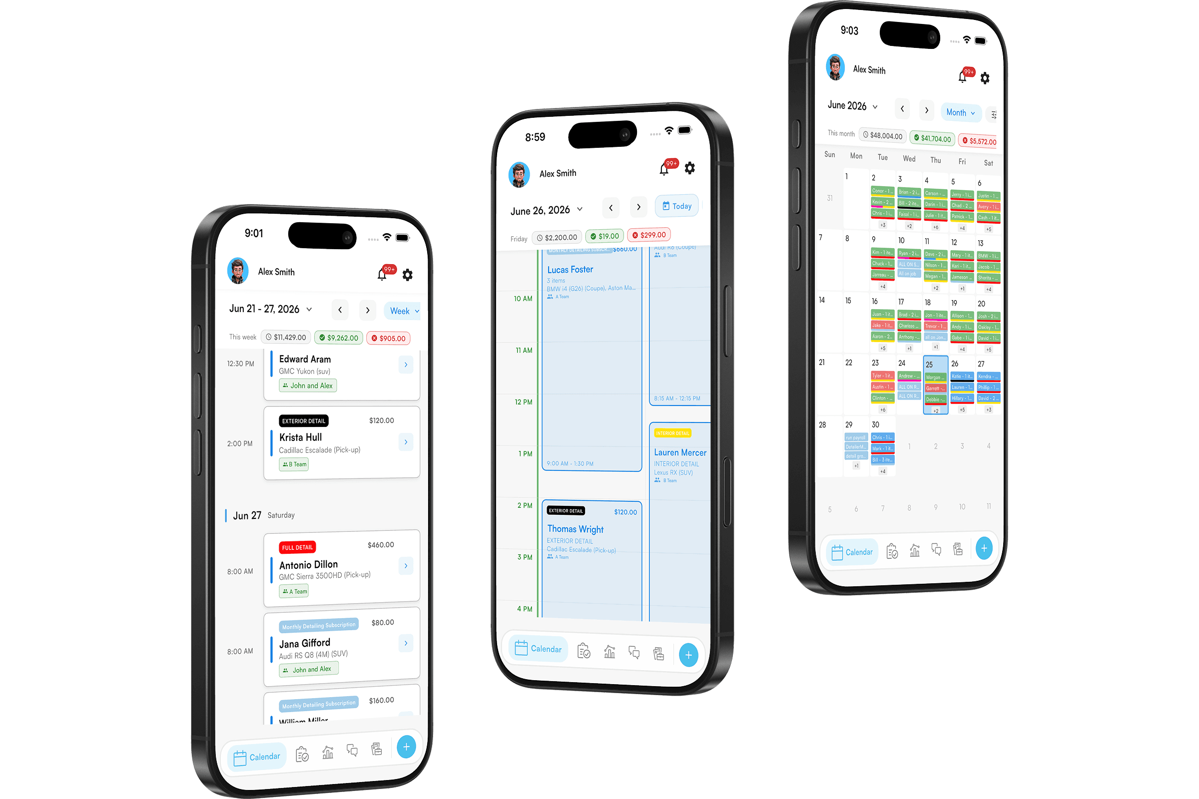 Calendar views showing month, week, list, and day