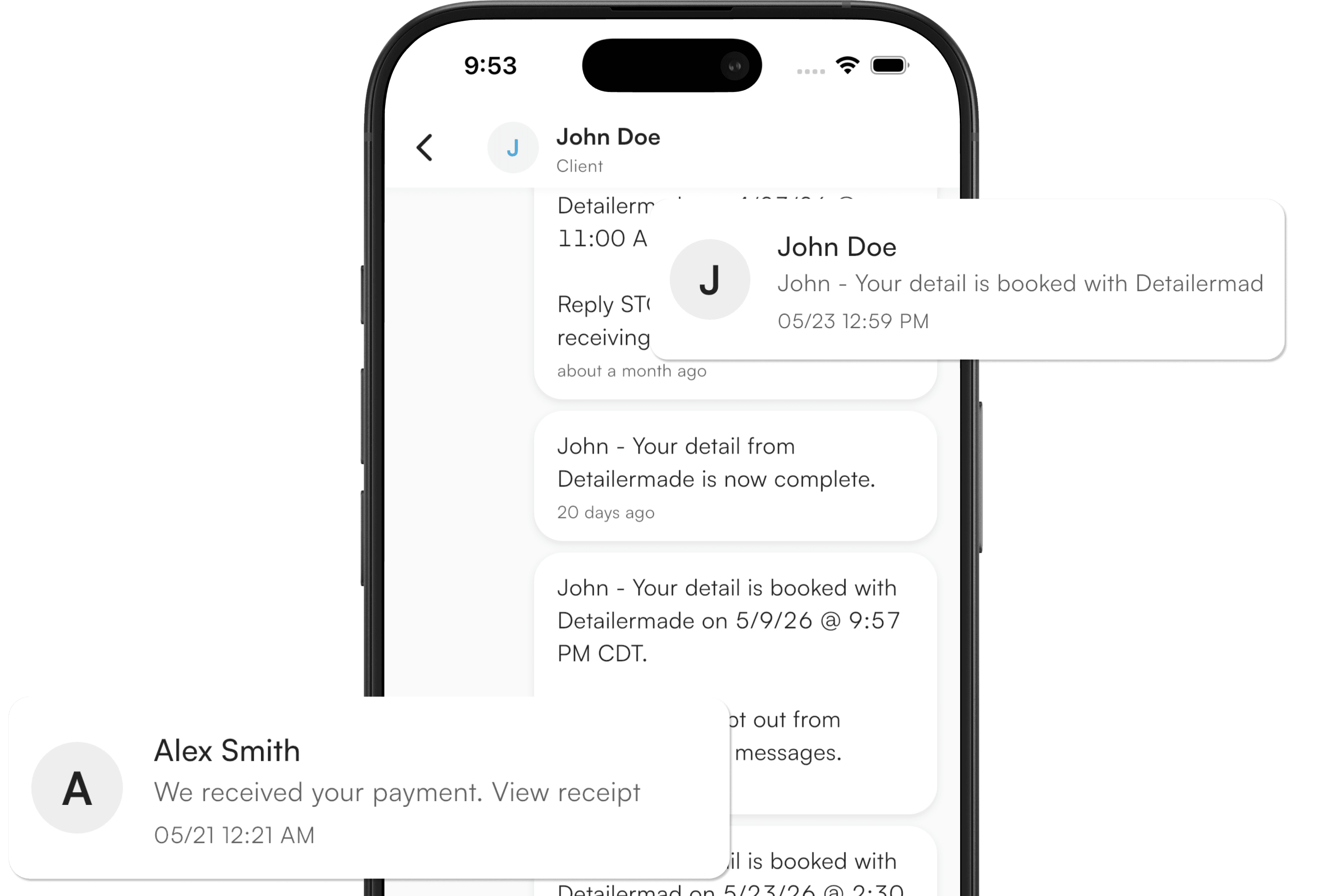 View of client messages