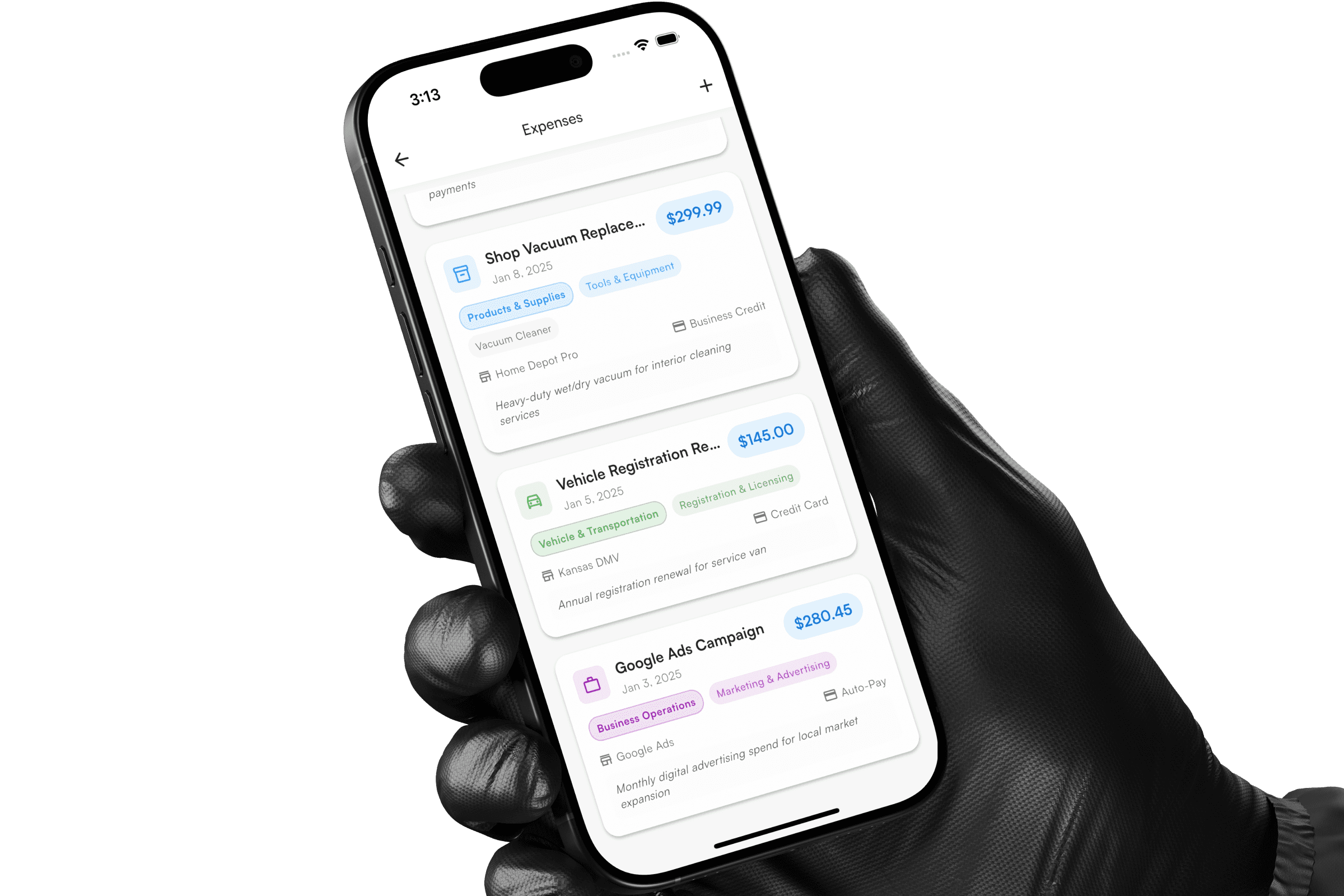 List of expenses