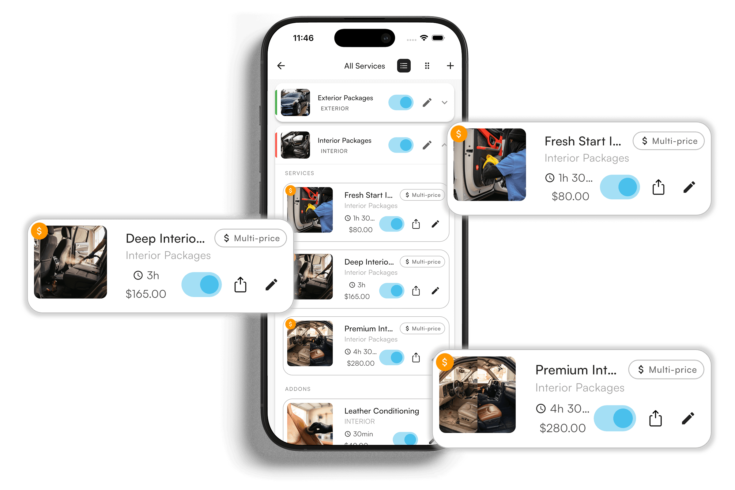 Categories view showing different service categories