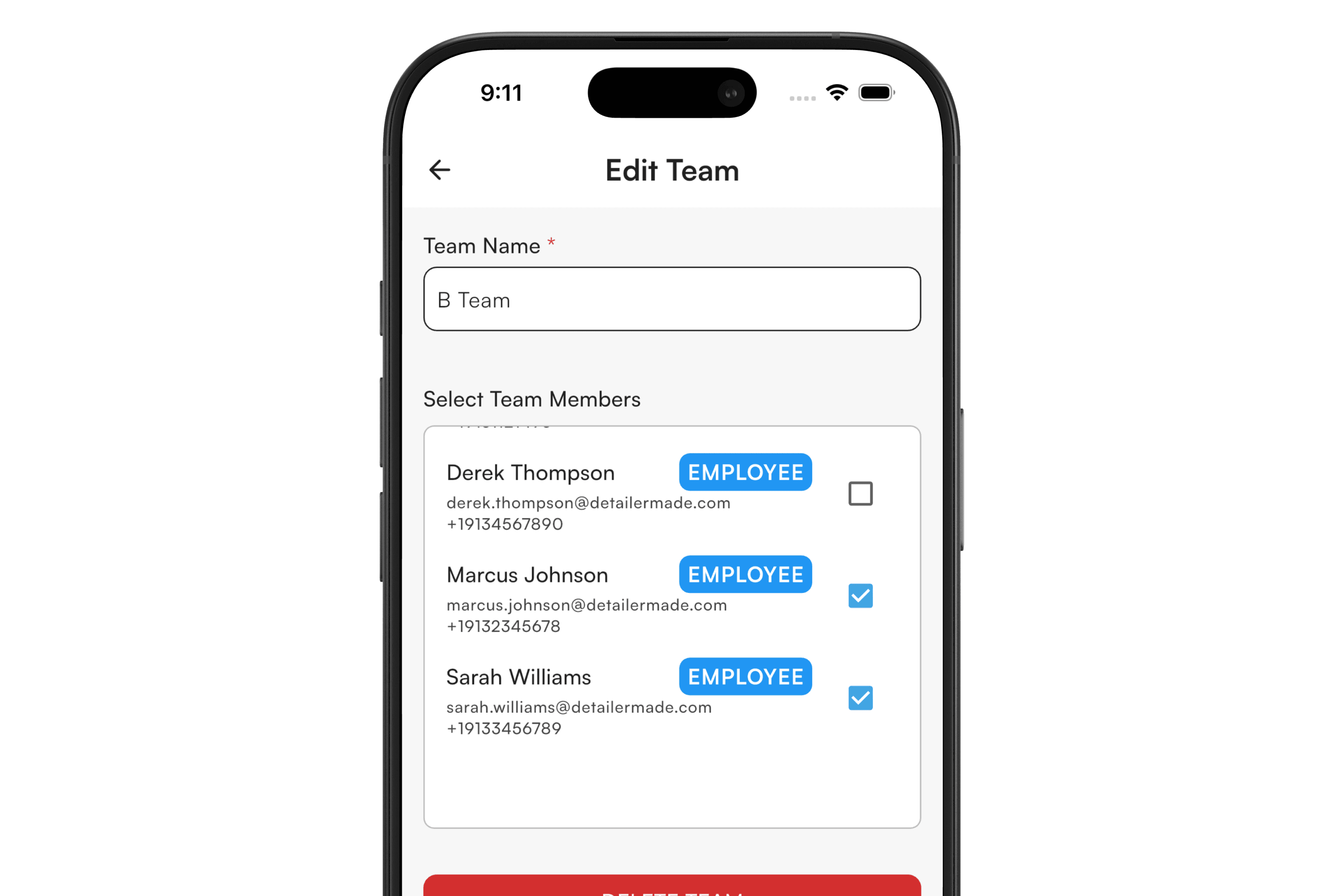 Edit a team