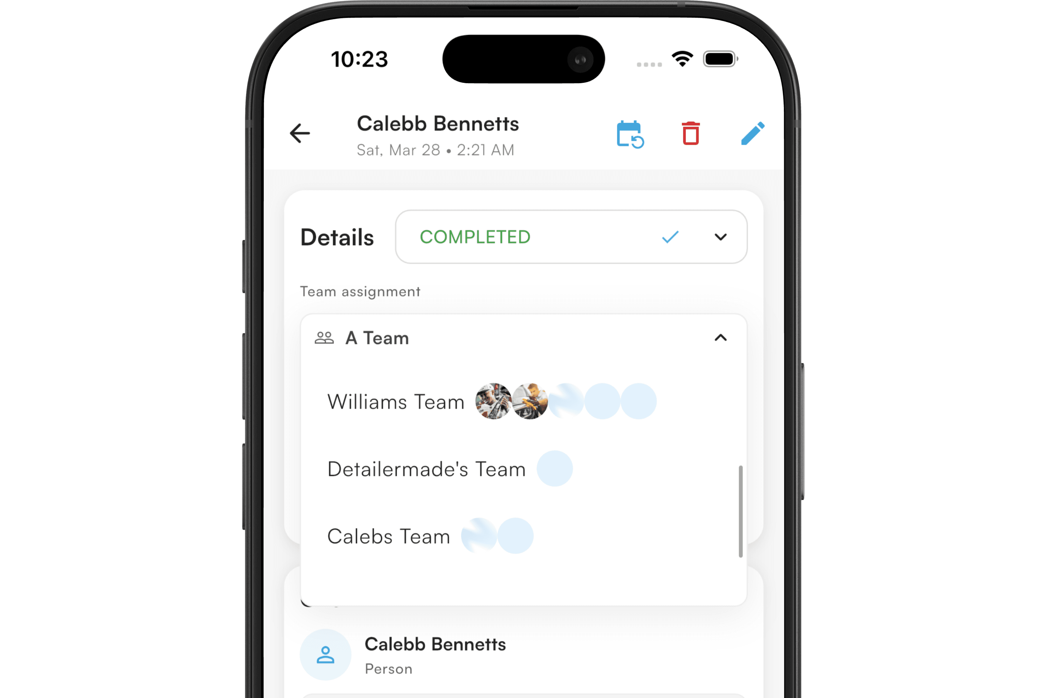 Assign a team to a job
